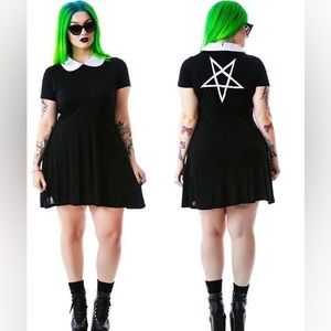 Disturbia Addams Dress in black and white